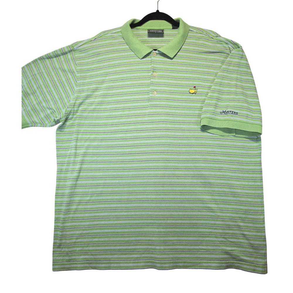 Masters Collection Golf Polo Shirt Mens XL Green Striped Short Sleeve Cotton